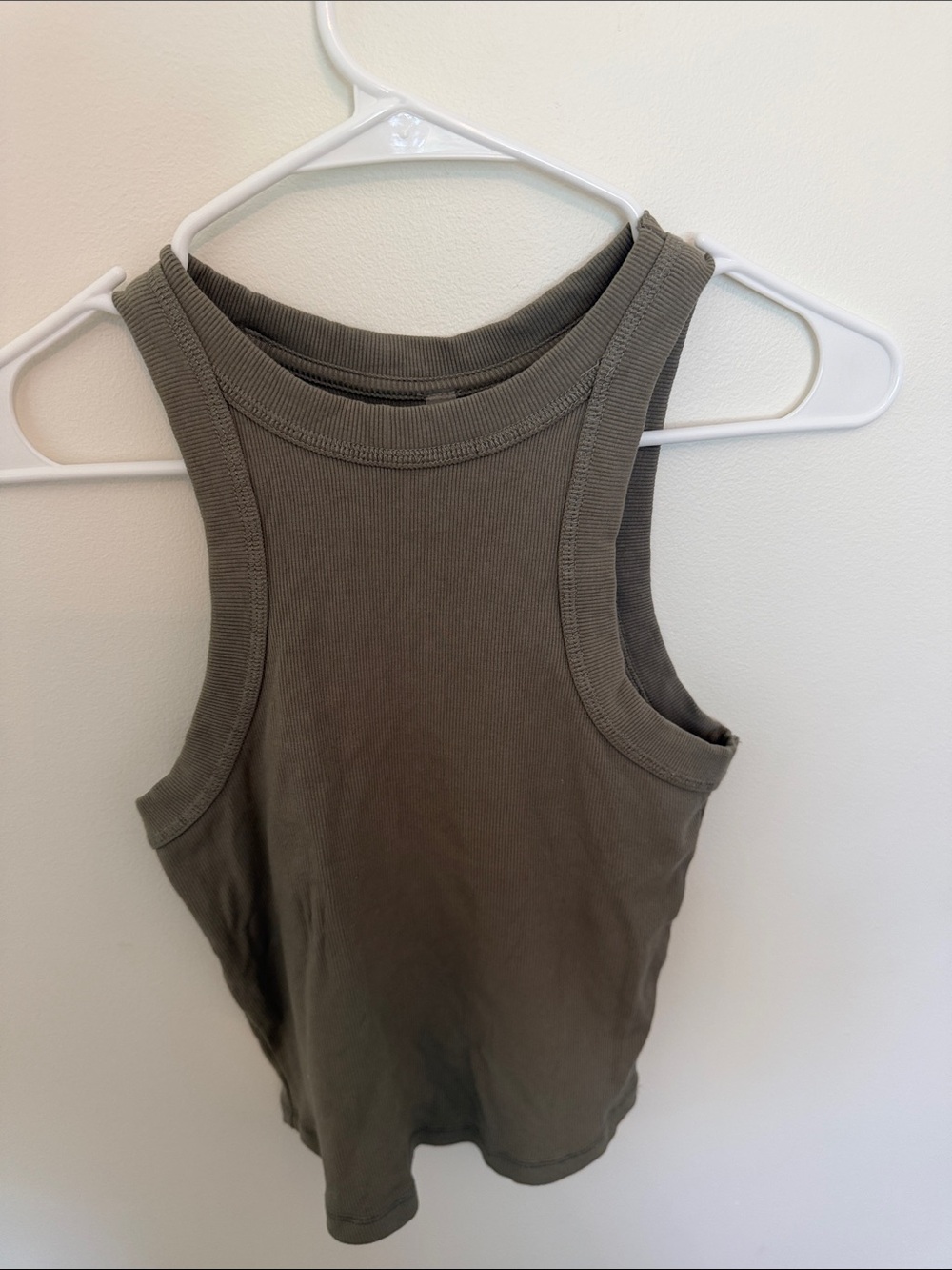 Free People Olive Green Ribbed Racerback Tank